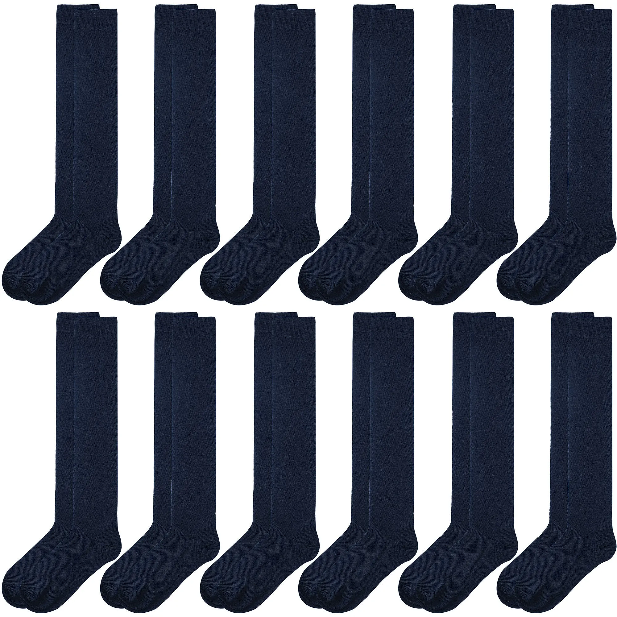 12 Pairs Women Knee High Over the Calf Socks - Navy