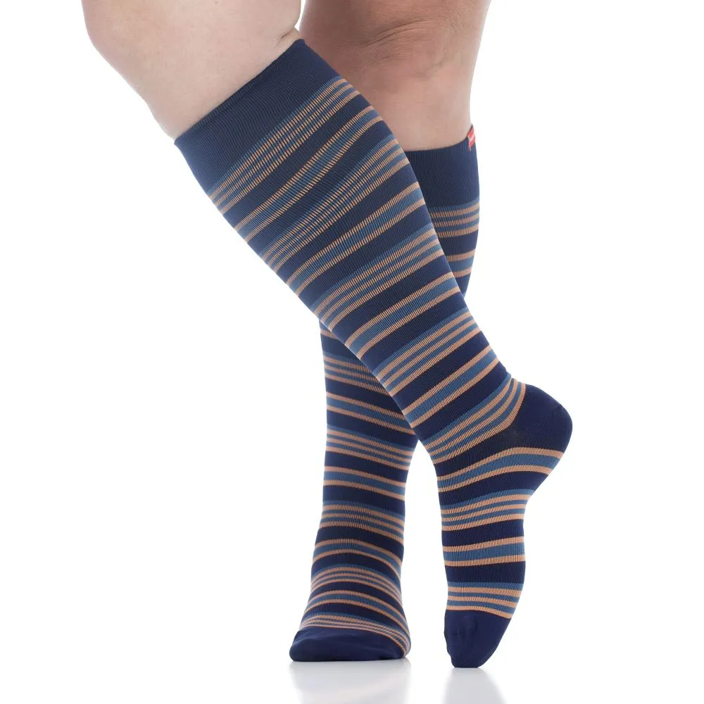 20-30 mmHg: Electric Stripe (Nylon - Seamless Toe)