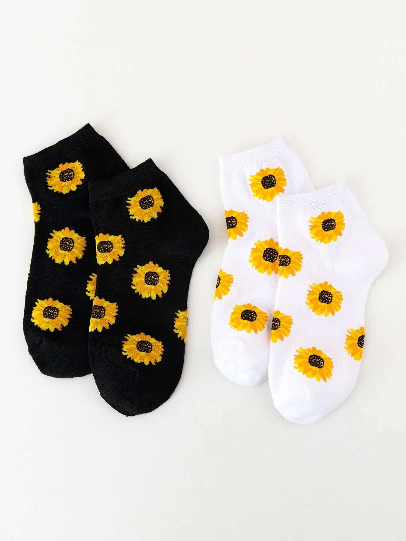 2pairs Sunflower Ankle Socks Silly Socks for Women Funky Socks Funny Socks