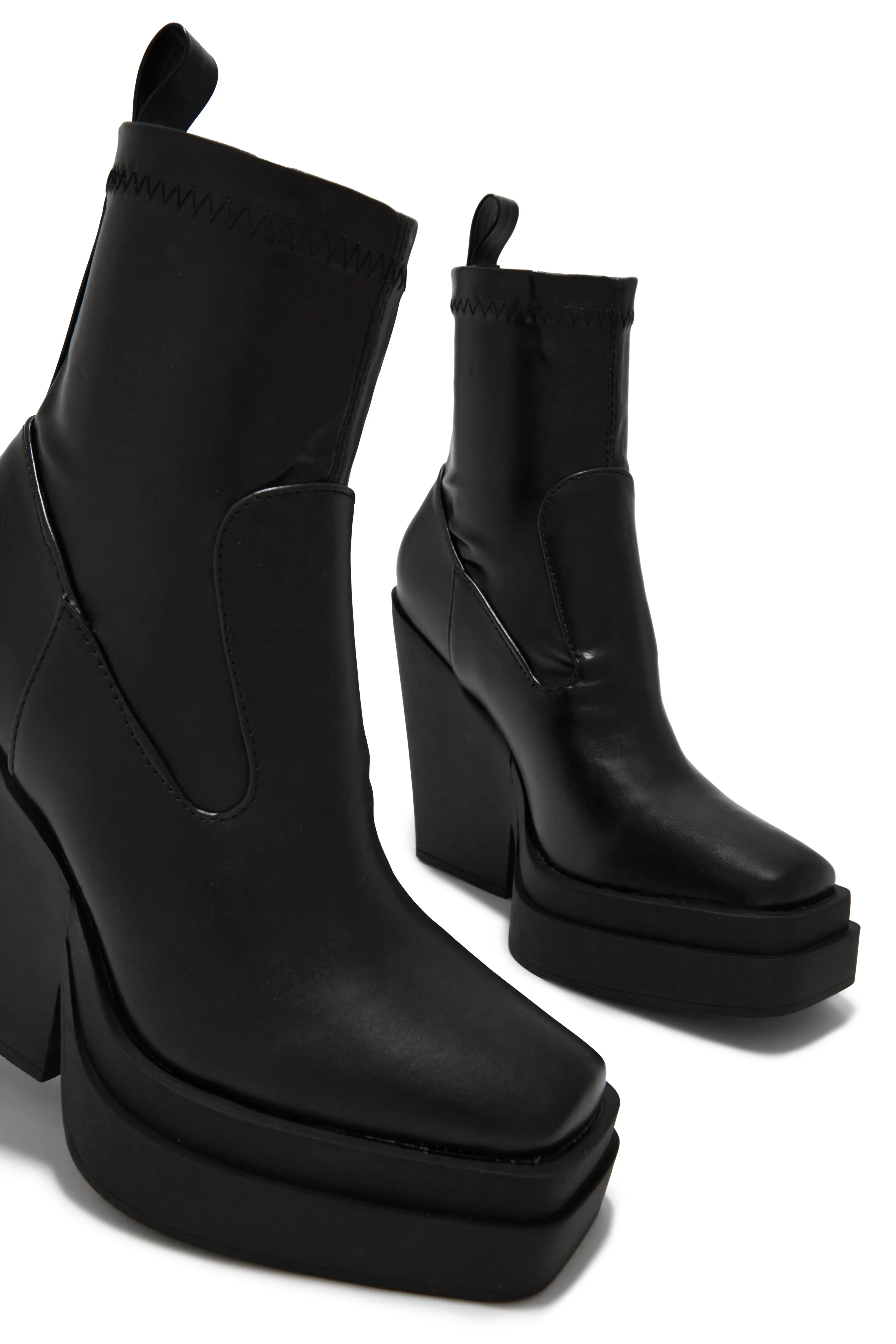 Aleksandra Block Heel Platform Ankle Boots - Black