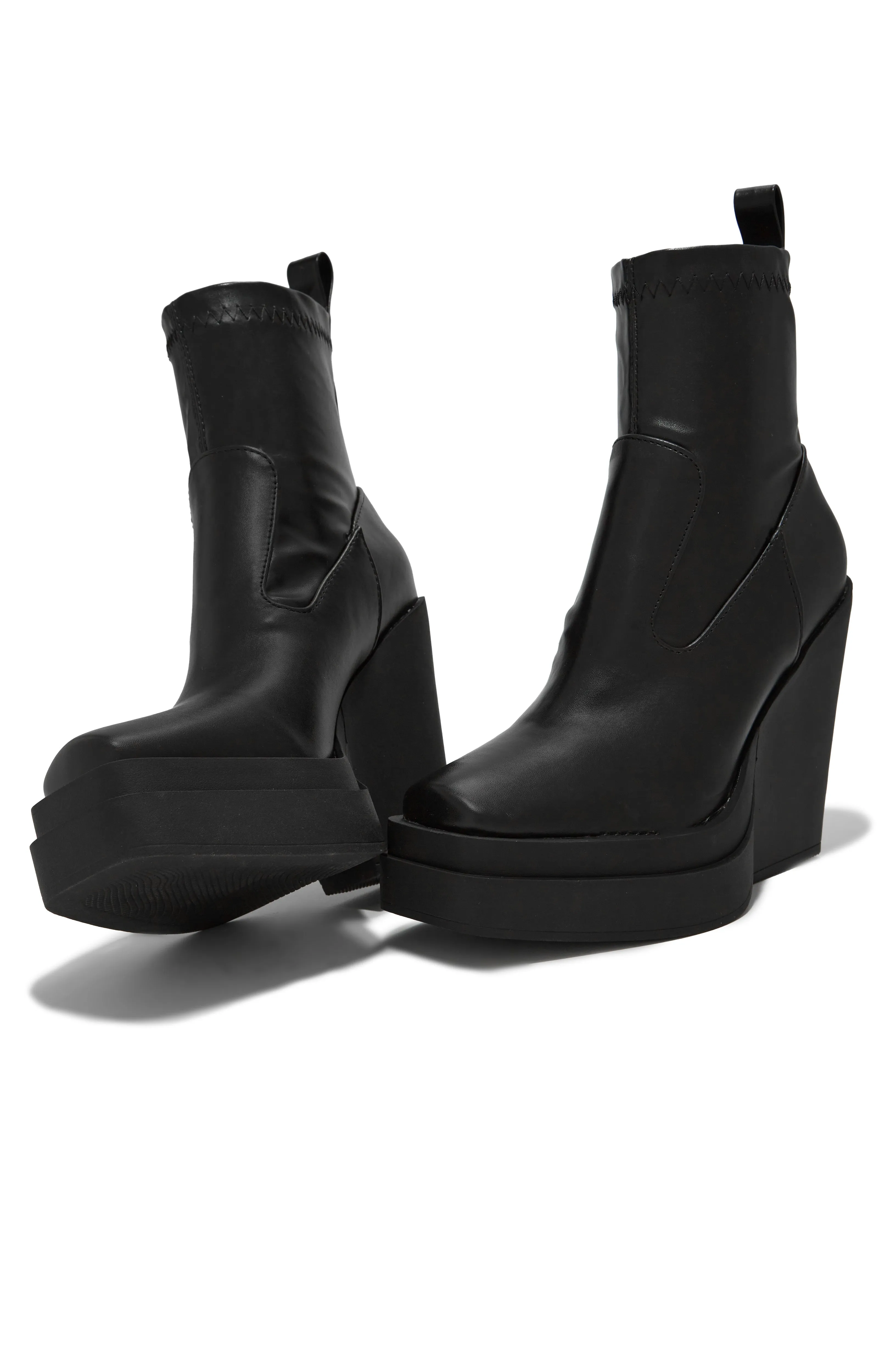 Aleksandra Block Heel Platform Ankle Boots - Black