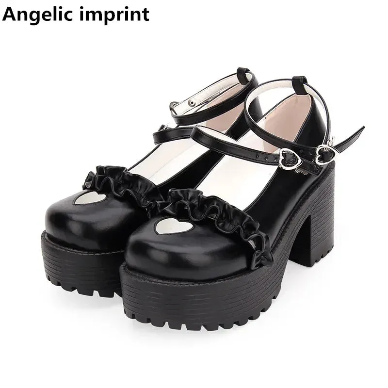 Angelic Imprint Mori Girl Lolita Platform Party Shoes - Pearlescent PU with 8cm Heels