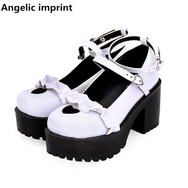 Angelic Imprint Mori Girl Lolita Platform Party Shoes - Pearlescent PU with 8cm Heels