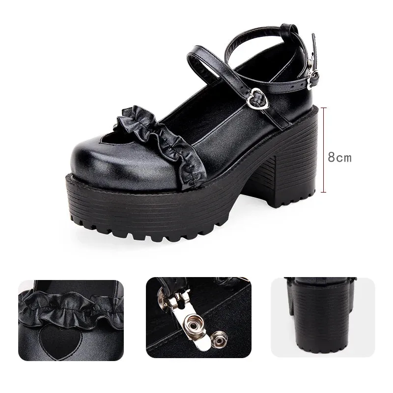 Angelic Imprint Mori Girl Lolita Platform Party Shoes - Pearlescent PU with 8cm Heels