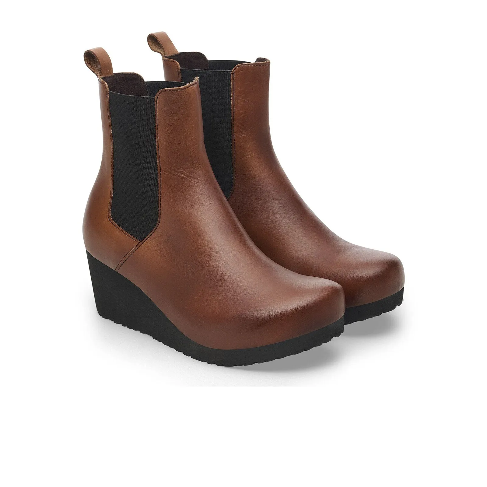 Birkenstock Ebba Narrow Chelsea Wedge Boot (Women) - Cognac Leather