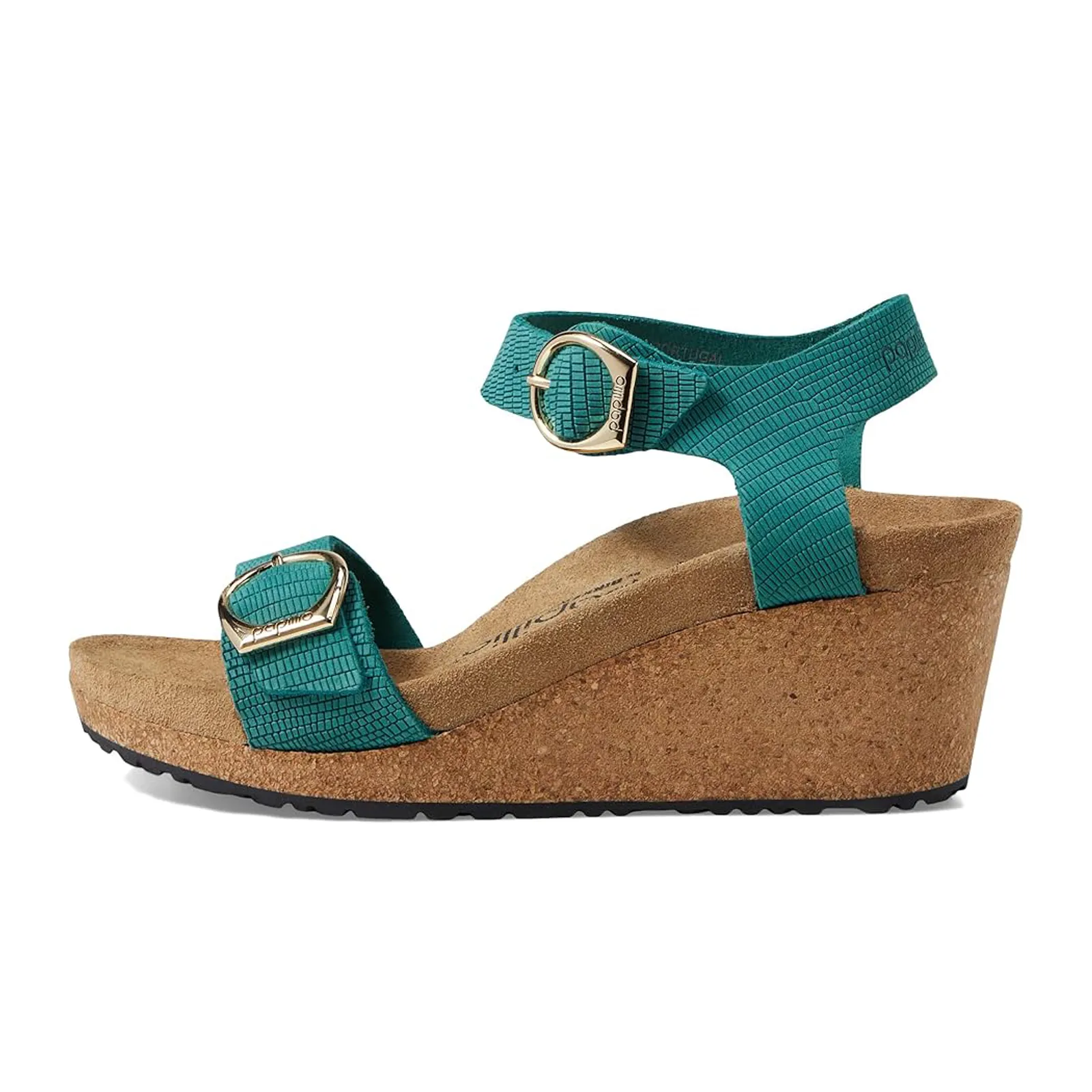 Birkenstock Soley Wedge Sandal (Women) - Embossed Biscay Bay Nubuck