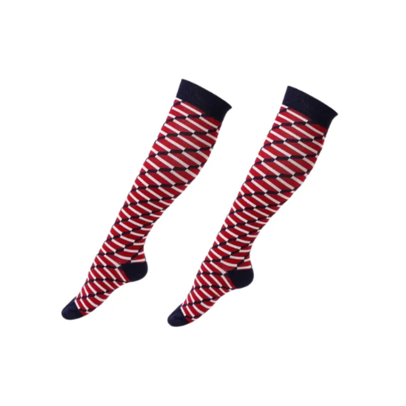 Black & Red Cube Style Compression Socks For Women