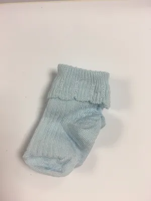 Carlomagno New Born Baby Blue Socks With Turn Up