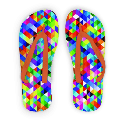 Colorful Geometric Blast Adult Flip Flops