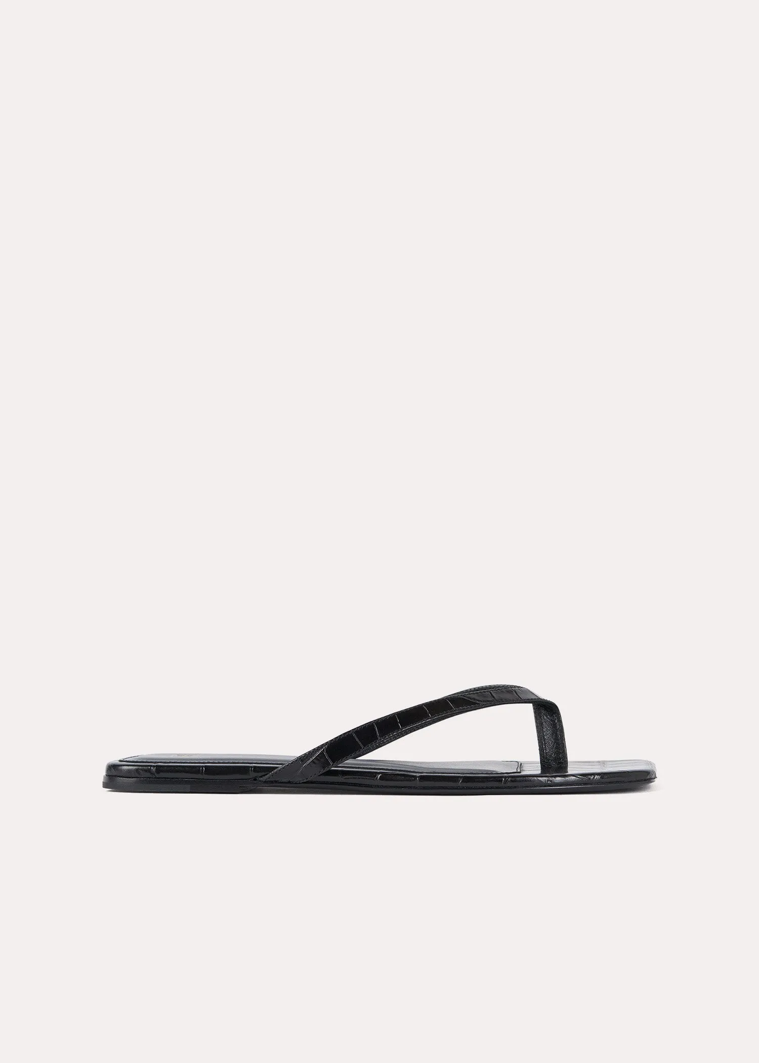 Croco-embossed flip flops black