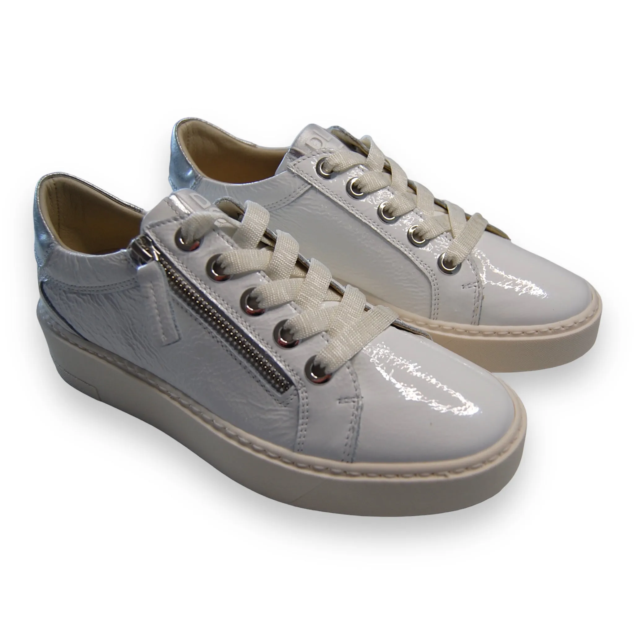 DL Sport Patent Leather Sneaker White