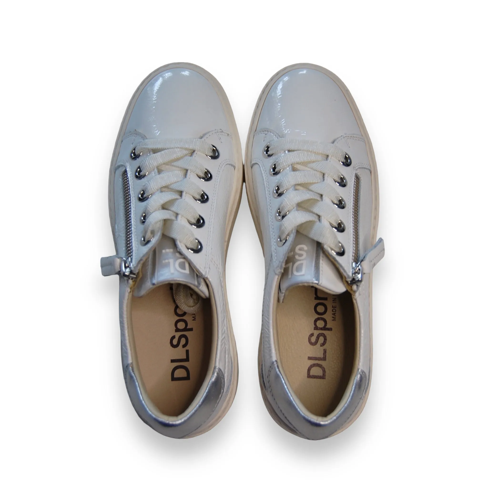 DL Sport Patent Leather Sneaker White