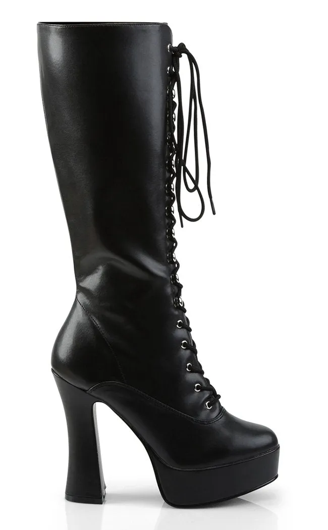 ELECTRA-2020 Black Vegan Leather Knee High Boots