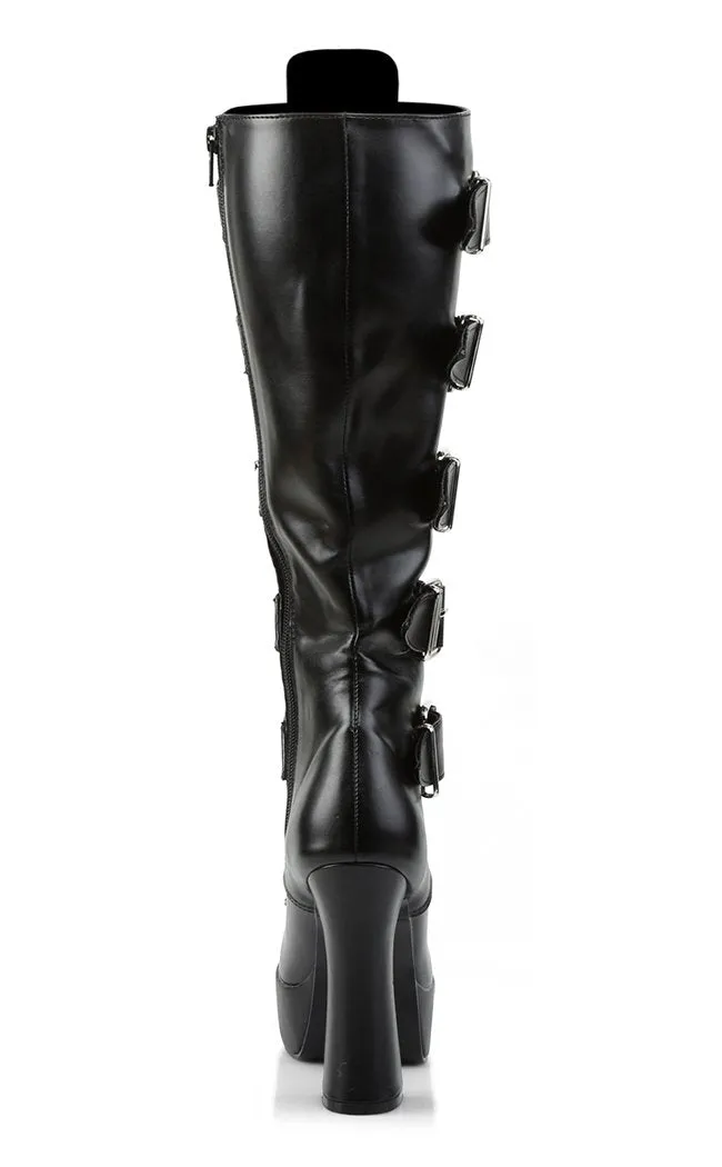 ELECTRA-2042 Black Vegan Leather  Knee High Boots