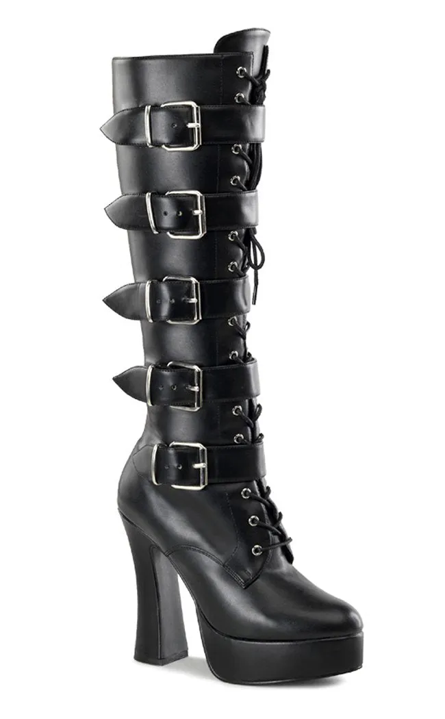 ELECTRA-2042 Black Vegan Leather  Knee High Boots