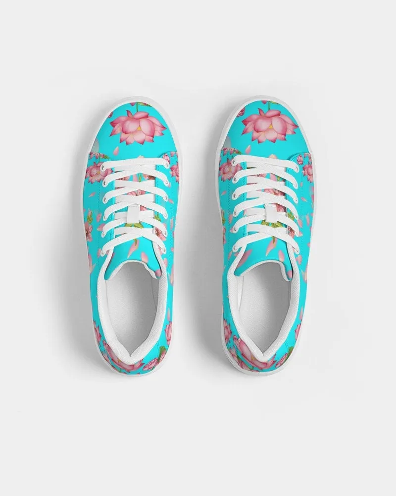 Floral Lotus Turquoise Sneakers