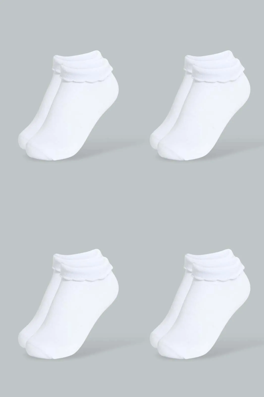 Girls White Folded Ankle Socks