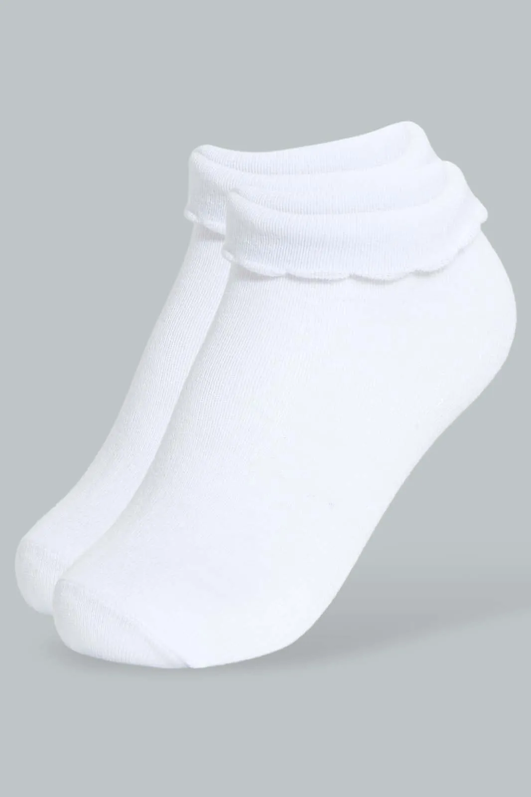 Girls White Folded Ankle Socks