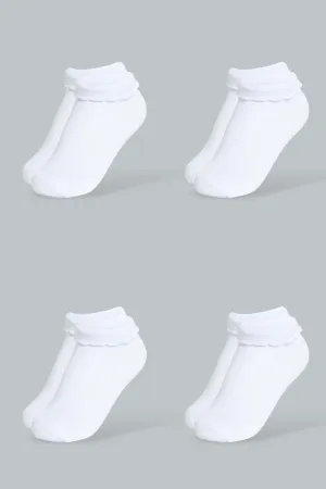 Girls White Folded Ankle Socks