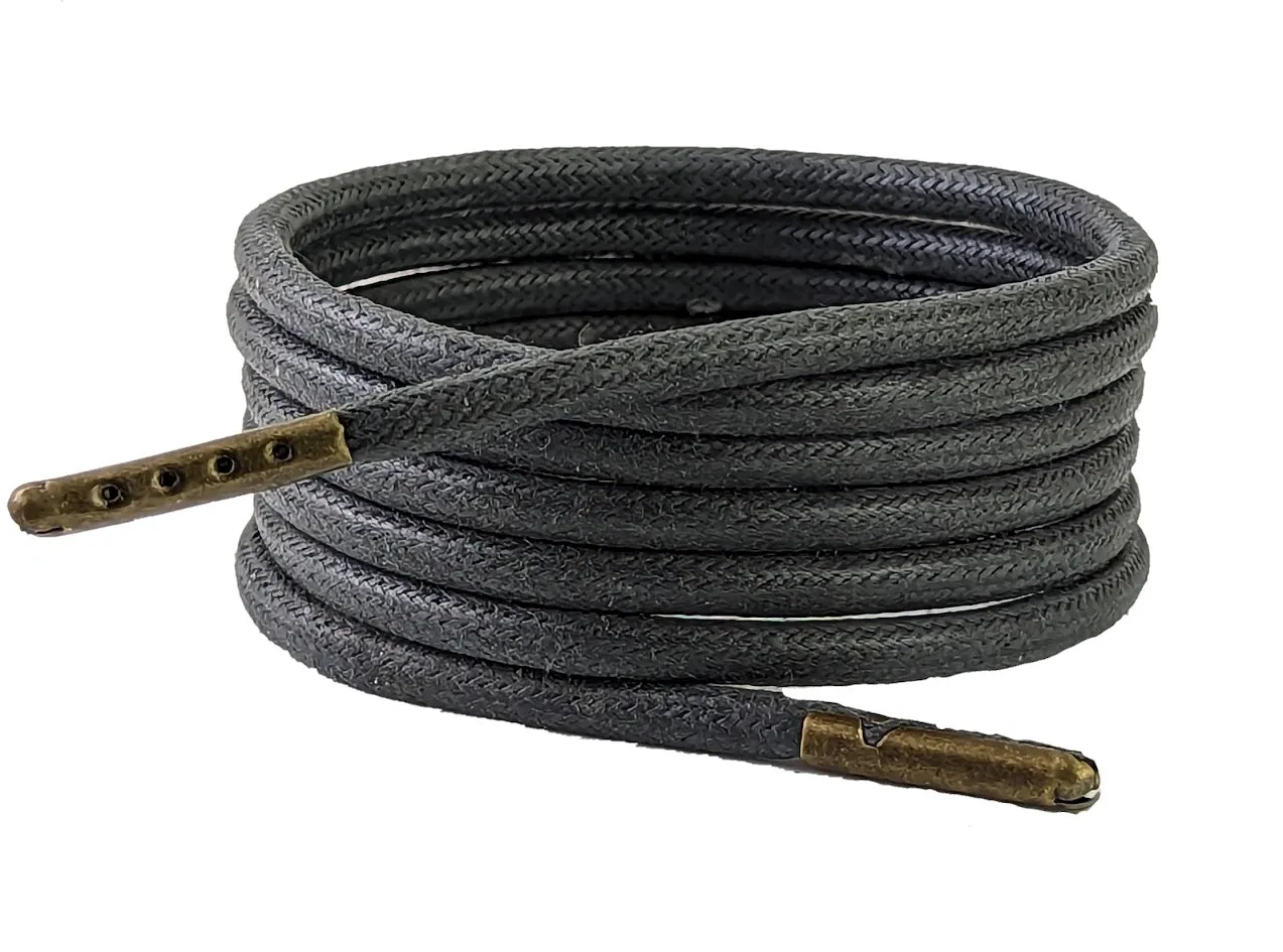 Grey 4 mm wax cotton Shoelaces & Boot laces