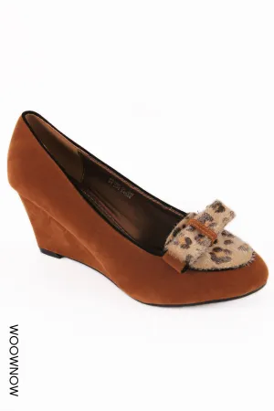 Jane Suede Bow Wedge Shoes