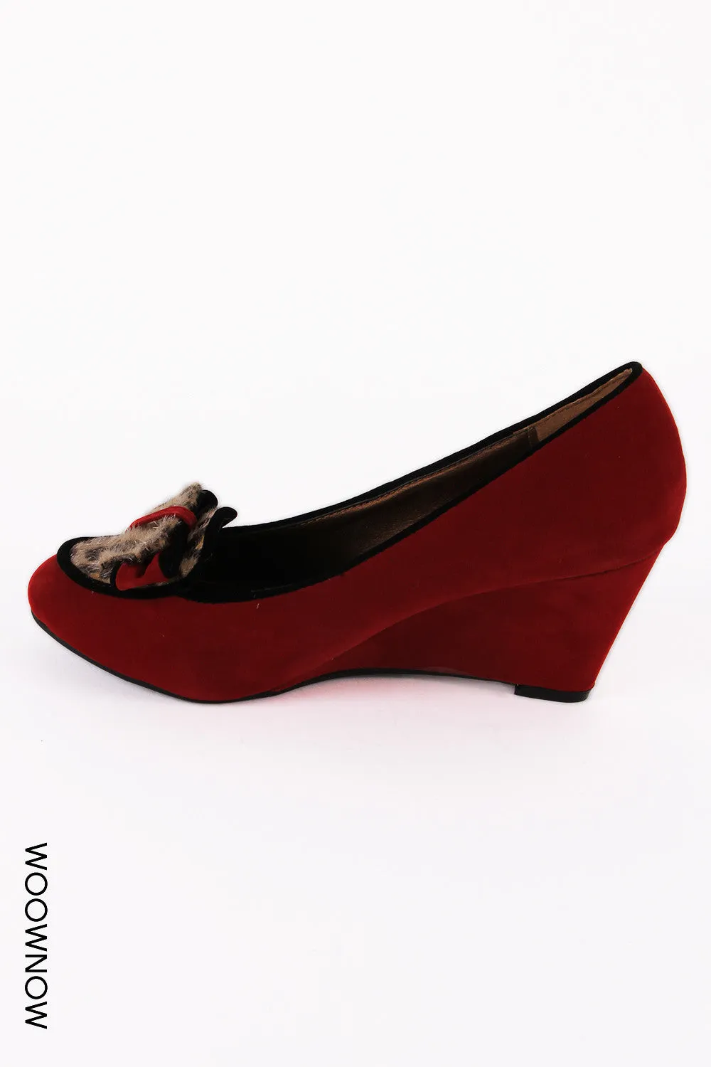 Jane Suede Bow Wedge Shoes