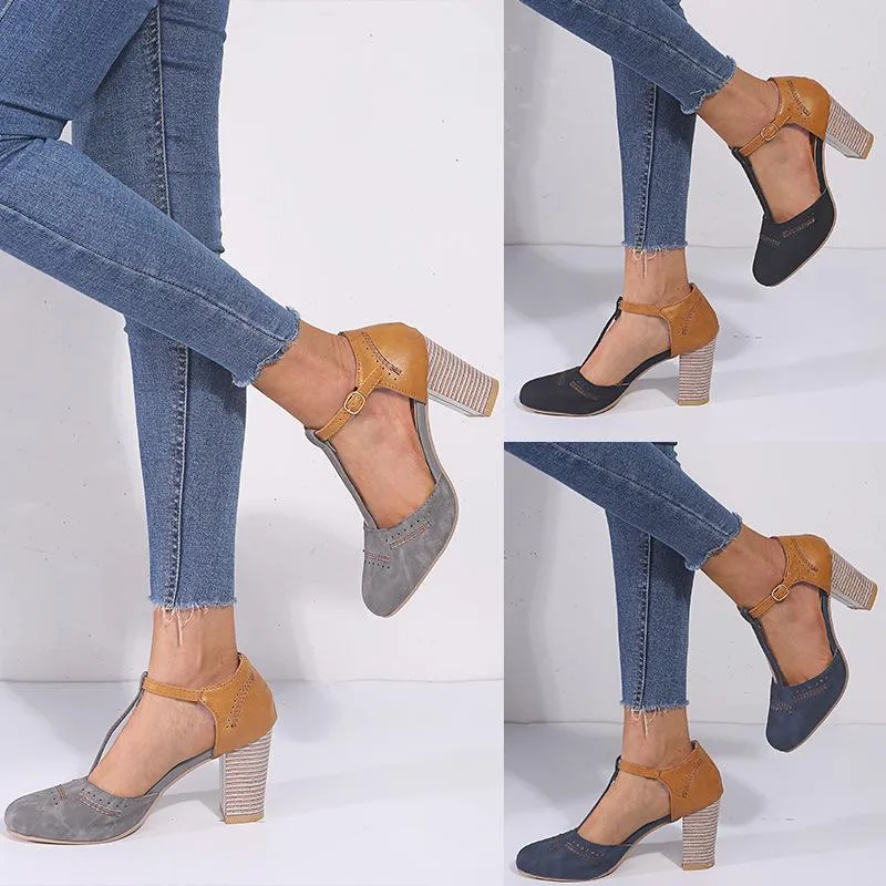 Large Size Thick and Suede Wild High Heel Sandals Women