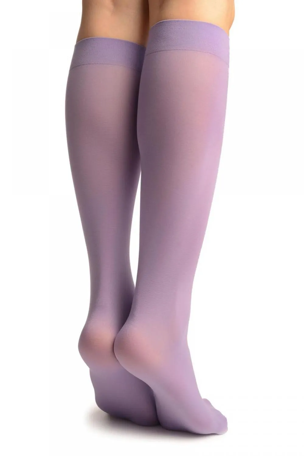 Lilac Plain Socks Knee High