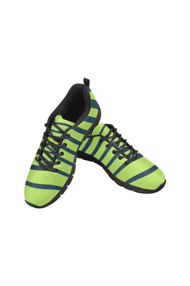 Lime Green Zebra Women's Breathable Running Shoes