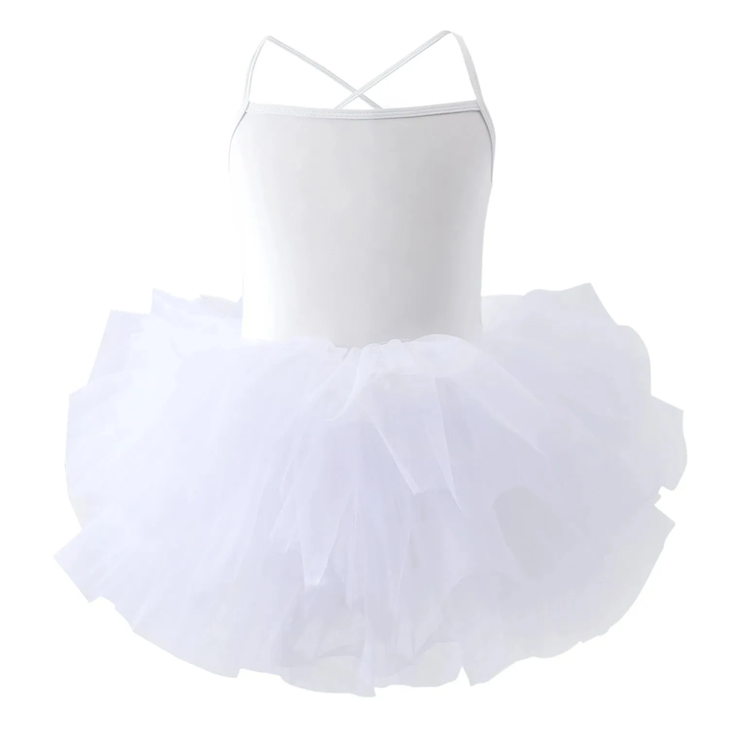 Little Girl Ballerina Tutu Dress Bodysuit, Professional Ballet Dancing Costume with Tulle Skirt for Toddler, White Black and Light Pink