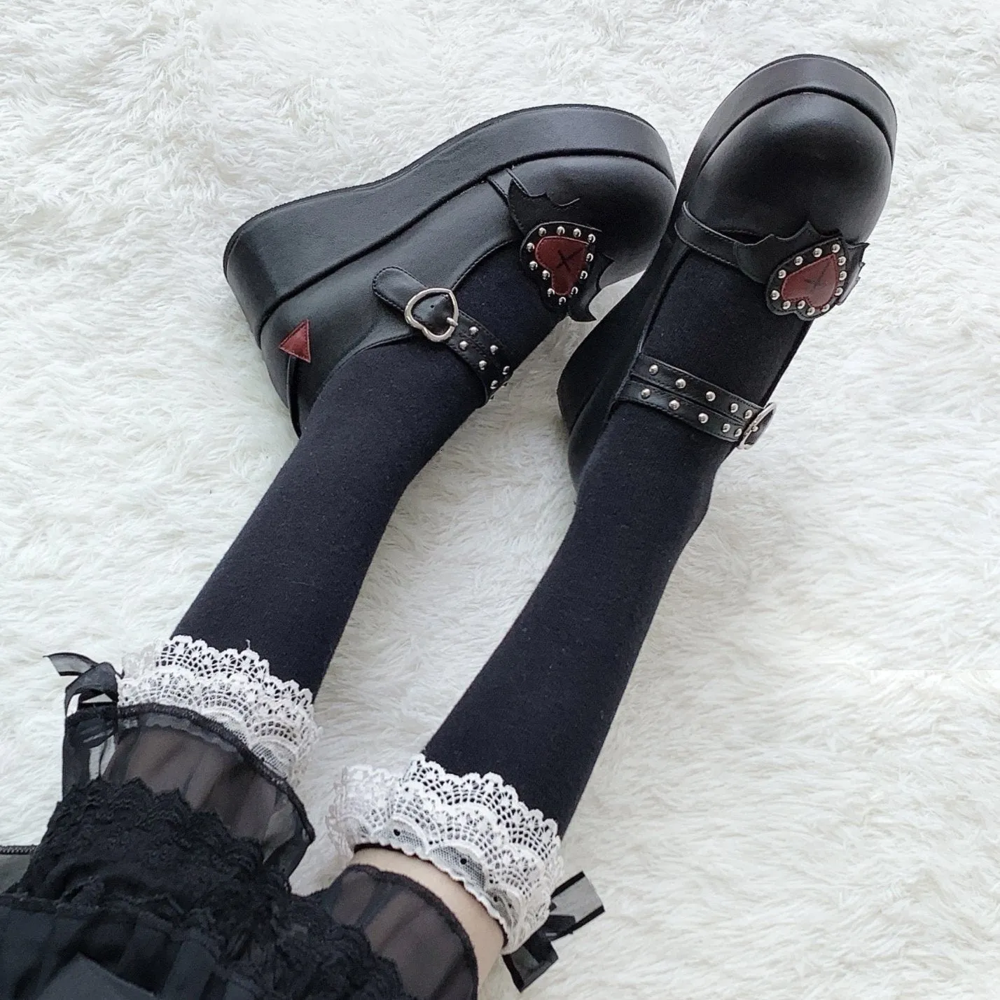 Lolita Bat Heart Platform Shoes SD00383