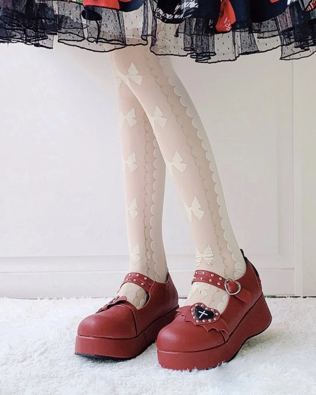 Lolita Bat Heart Platform Shoes SD00383