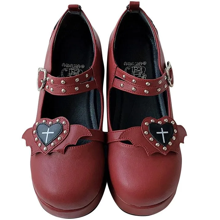 Lolita Bat Heart Platform Shoes SD00383