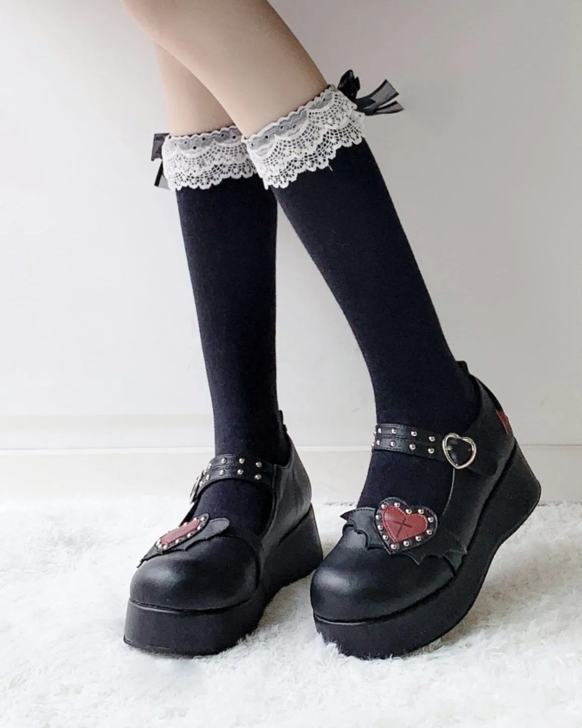 Lolita Bat Heart Platform Shoes SD00383