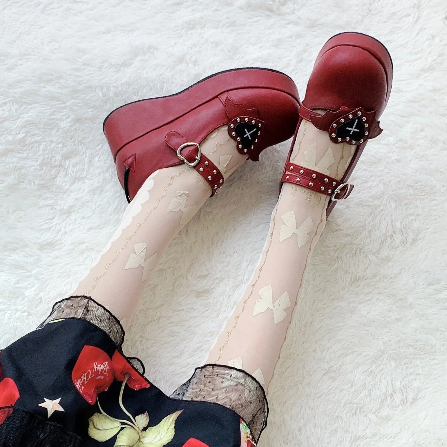 Lolita Bat Heart Platform Shoes SD00383