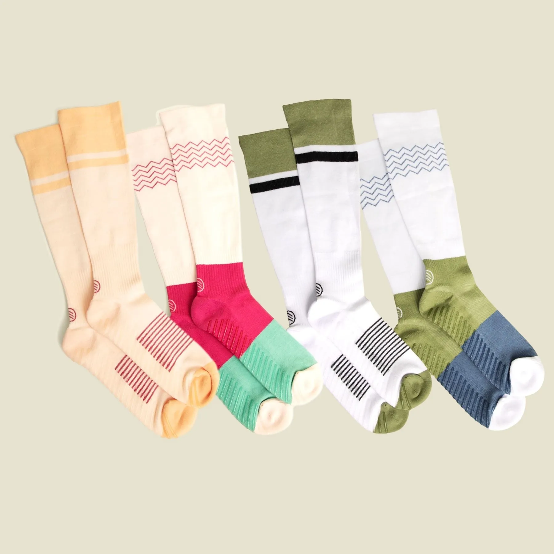 Men's Compression Socks with Grips Colorful Variety Pack - 4 Pairs