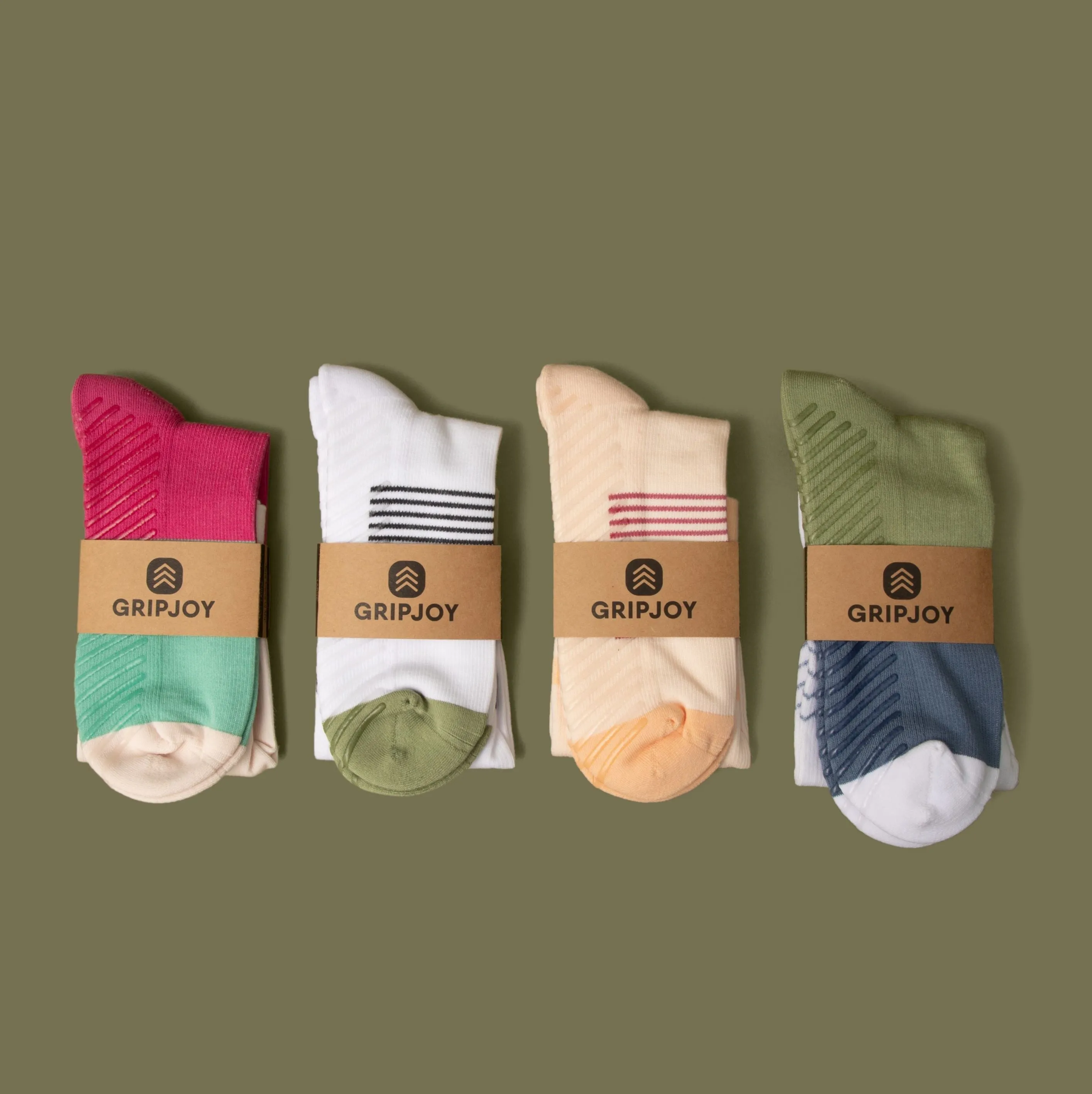 Men's Compression Socks with Grips Colorful Variety Pack - 4 Pairs