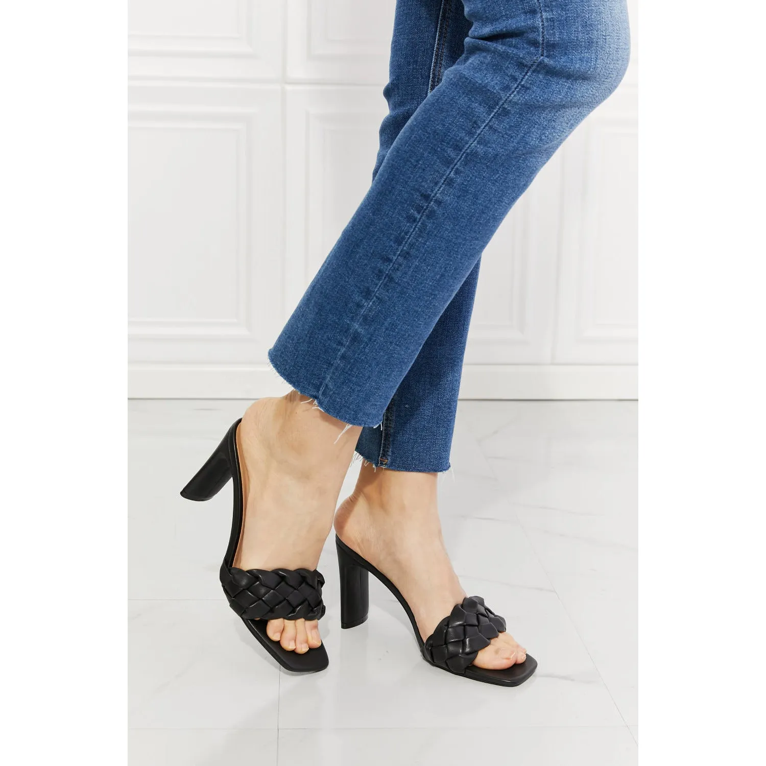 MMShoes Top of the World Braided Block Heel Sandals in Black