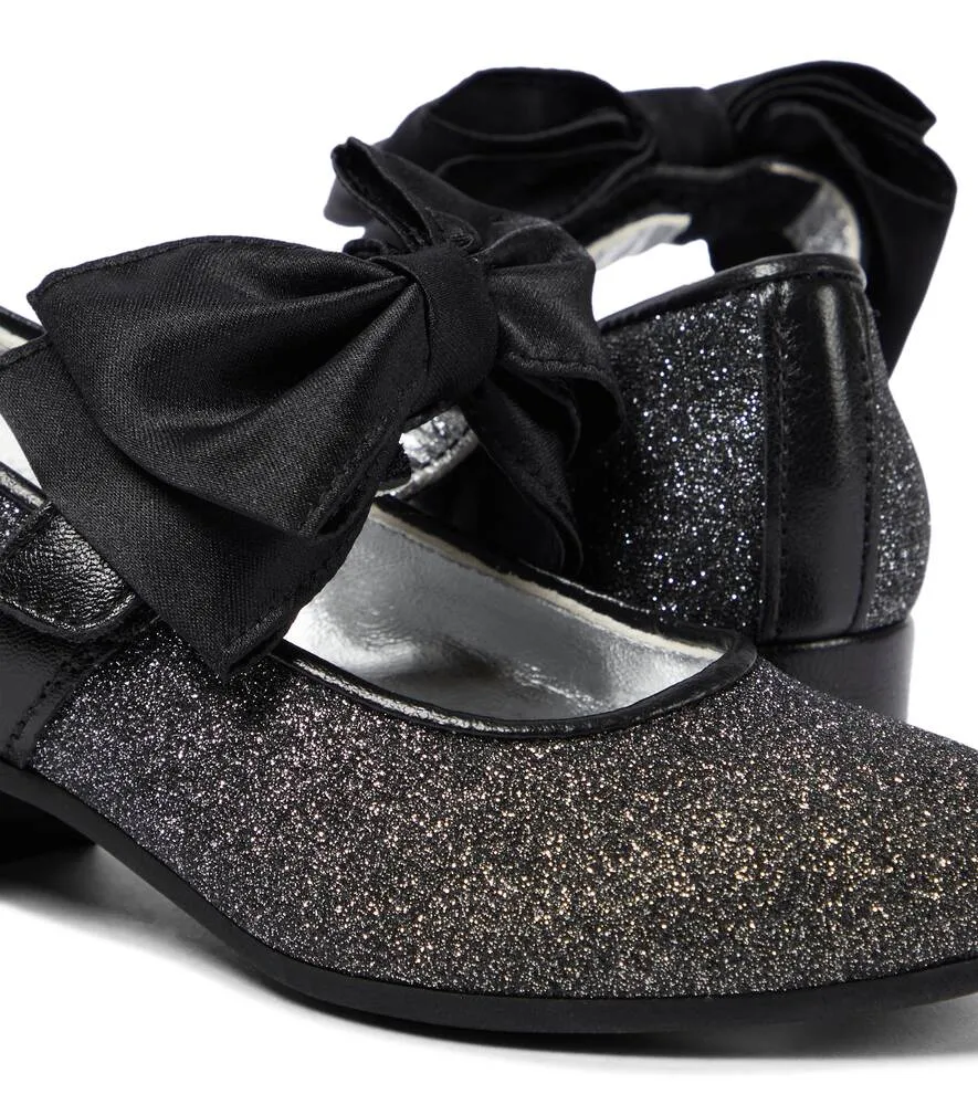 Monnalisa shiny ballet flats with bow, black