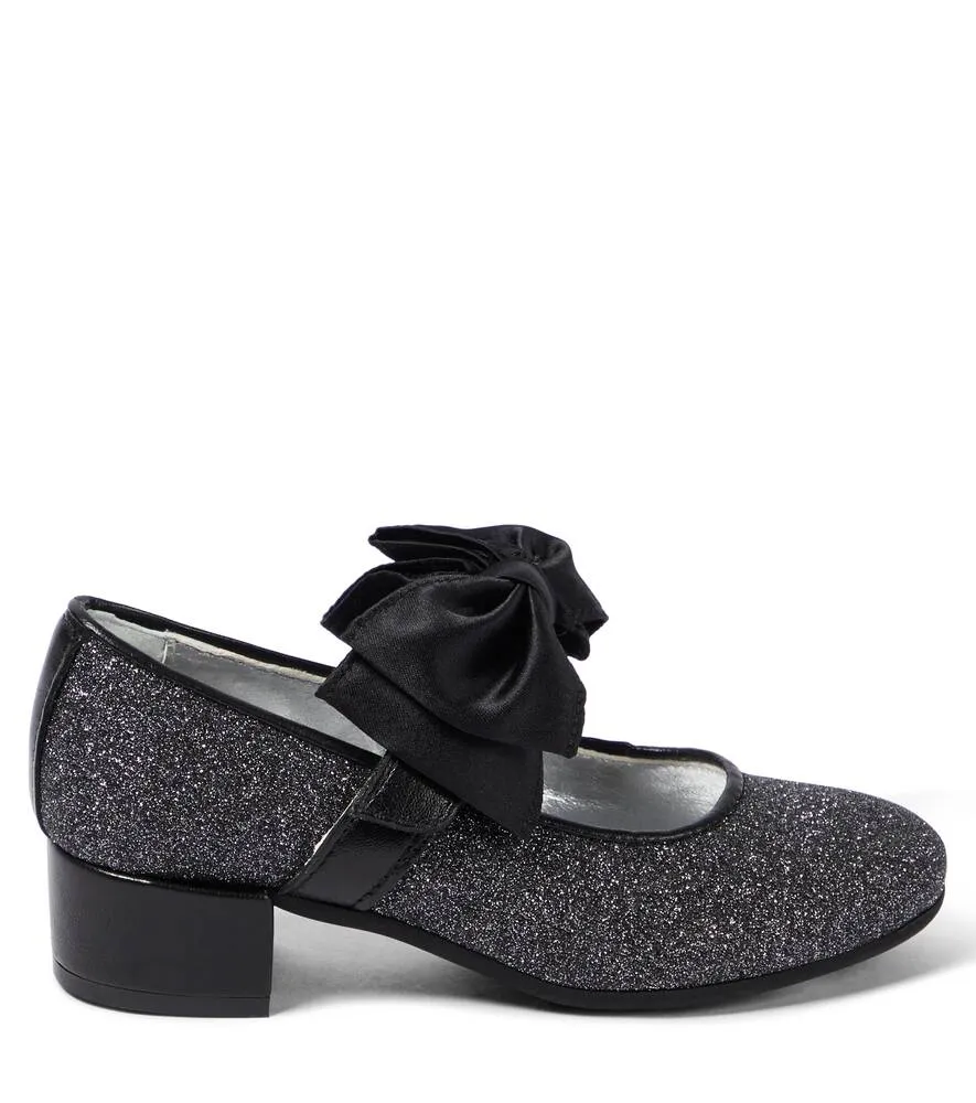 Monnalisa shiny ballet flats with bow, black