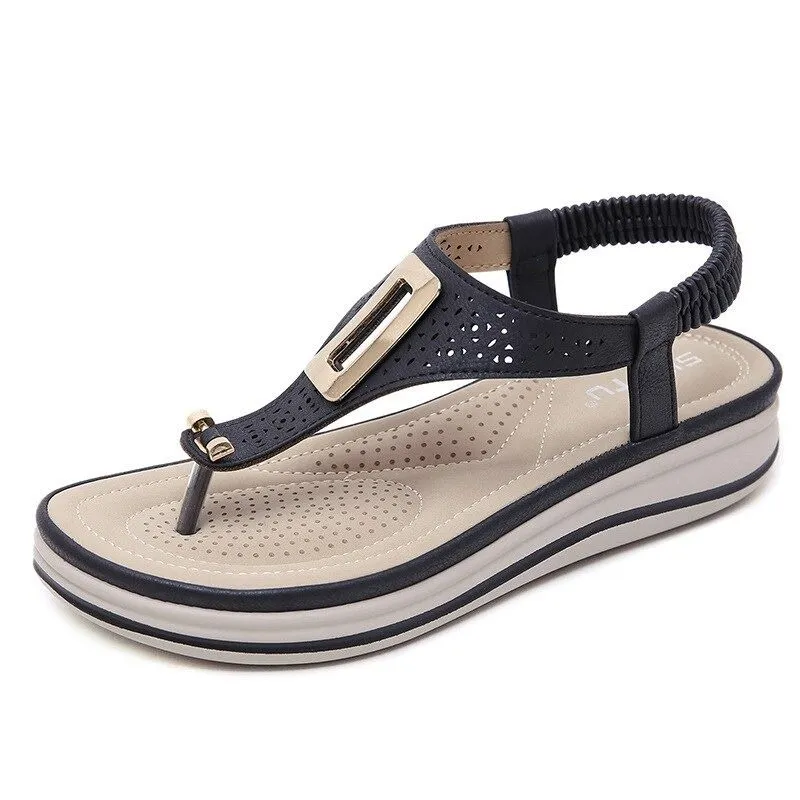 OCW Sandals For Female Comfortable Metal Buckle Wedge Heel Fashion Design