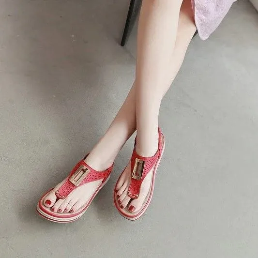 OCW Sandals For Female Comfortable Metal Buckle Wedge Heel Fashion Design