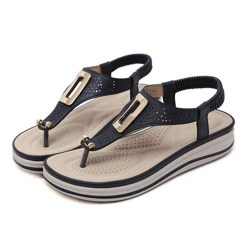 OCW Sandals For Female Comfortable Metal Buckle Wedge Heel Fashion Design