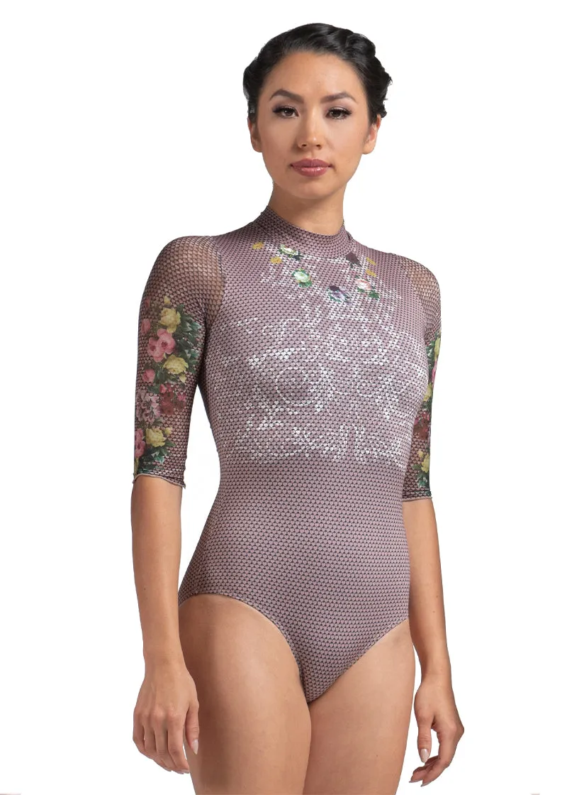 ON SALE Melissa 1/2 Sleeve High Neck Leotard