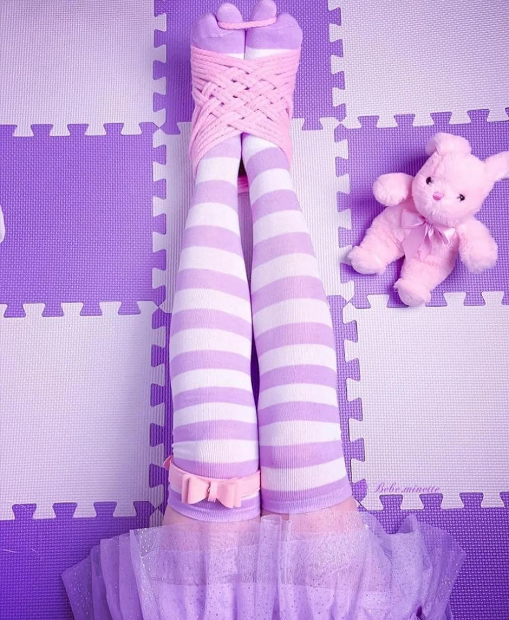 Purple Striped Thigh Highs