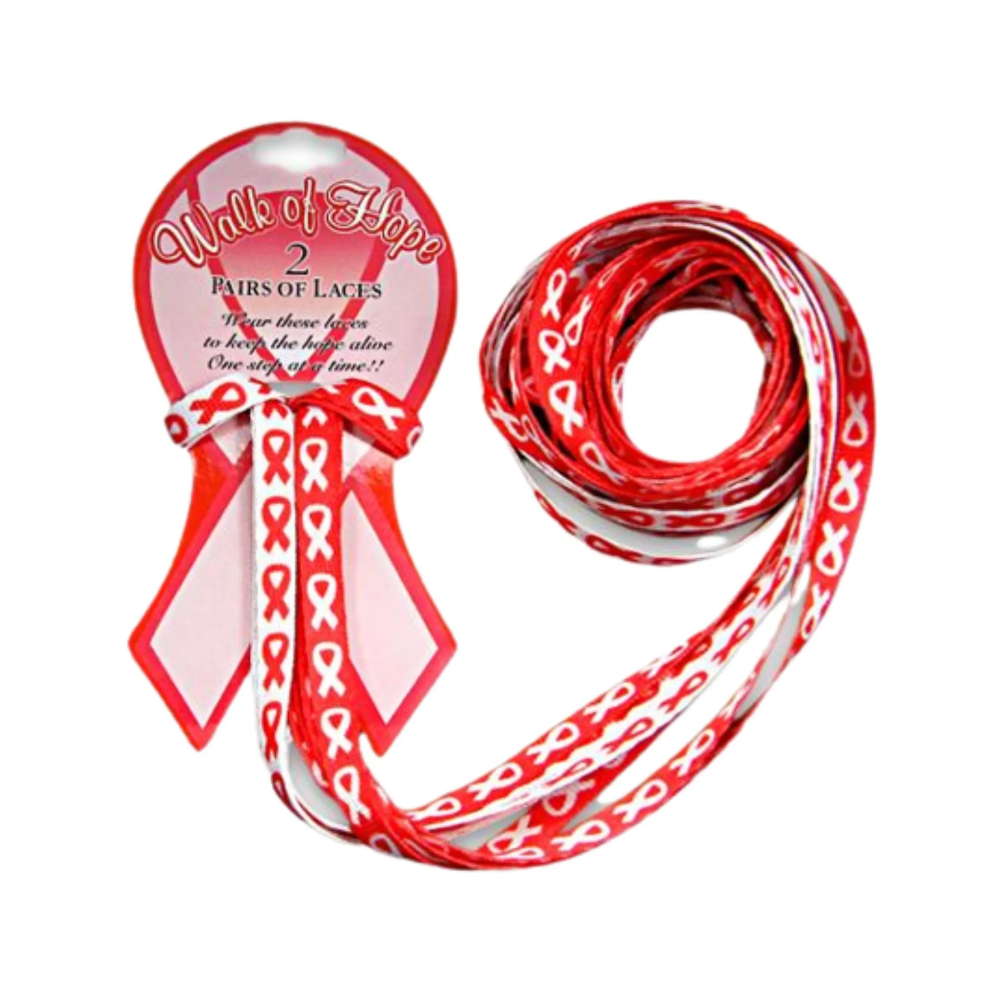 Red Ribbon Shoe Laces (1 Card/2 Pairs)