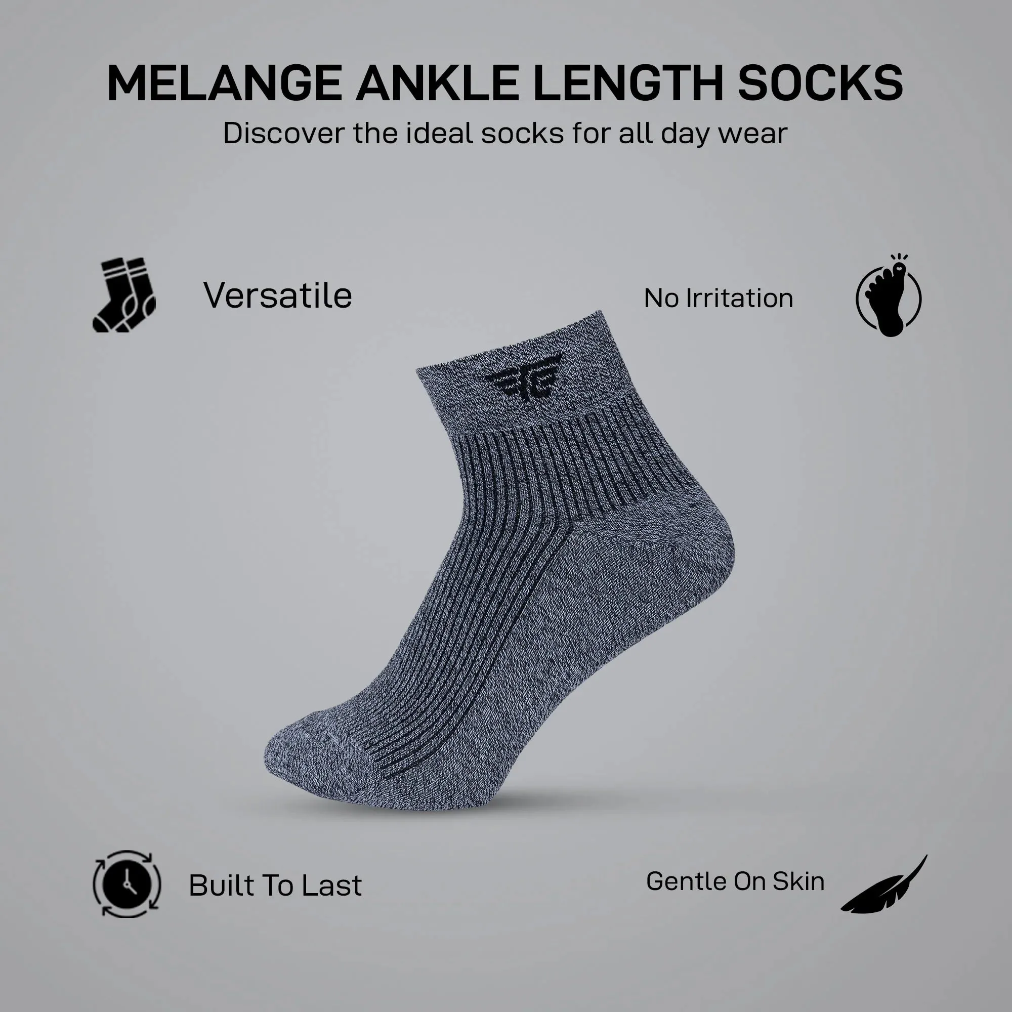 Red Tape Melange Ankle Length Socks for Men | Pack of 3