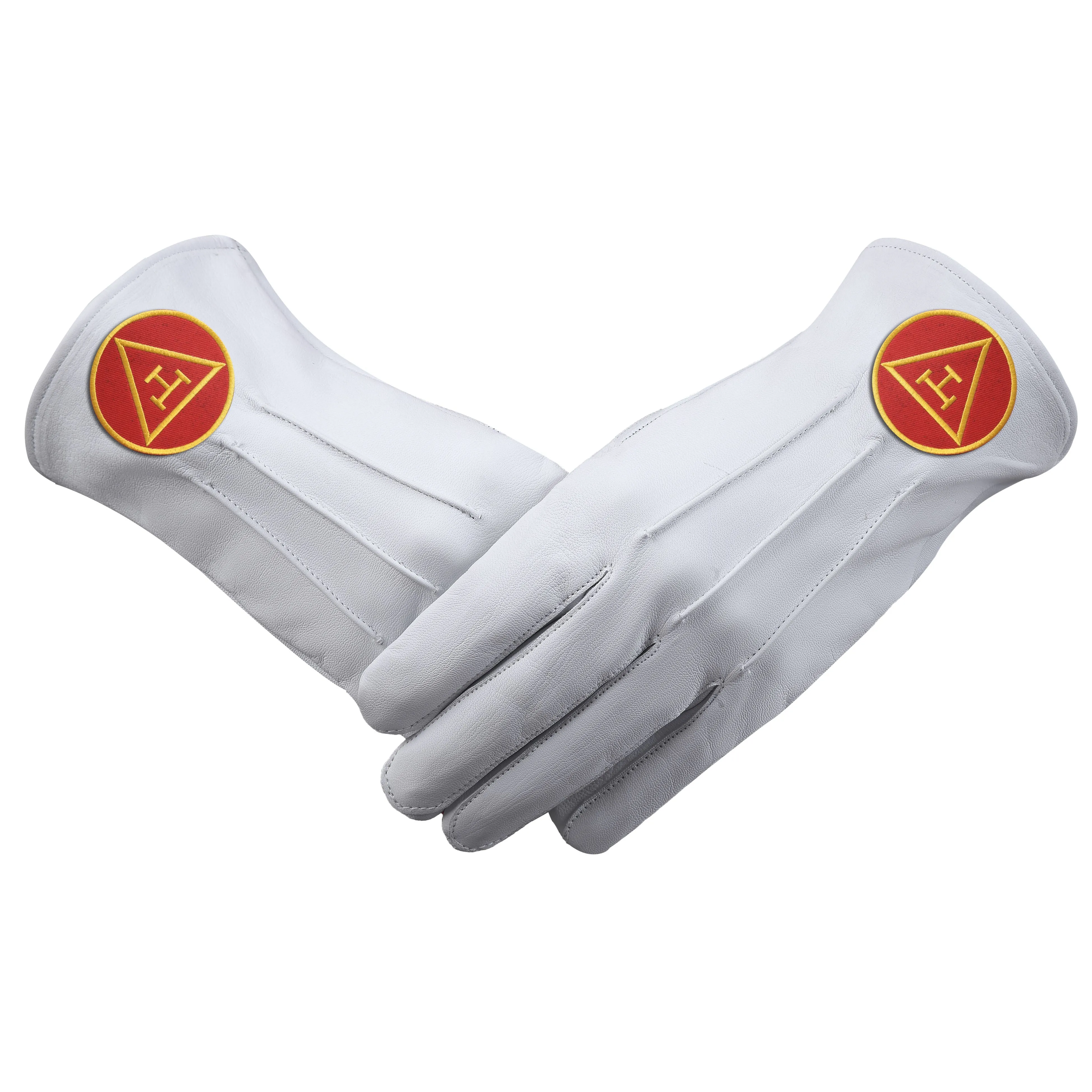 Royal Arch Chapter Gloves - Leather With Red Triple Tau Emblem