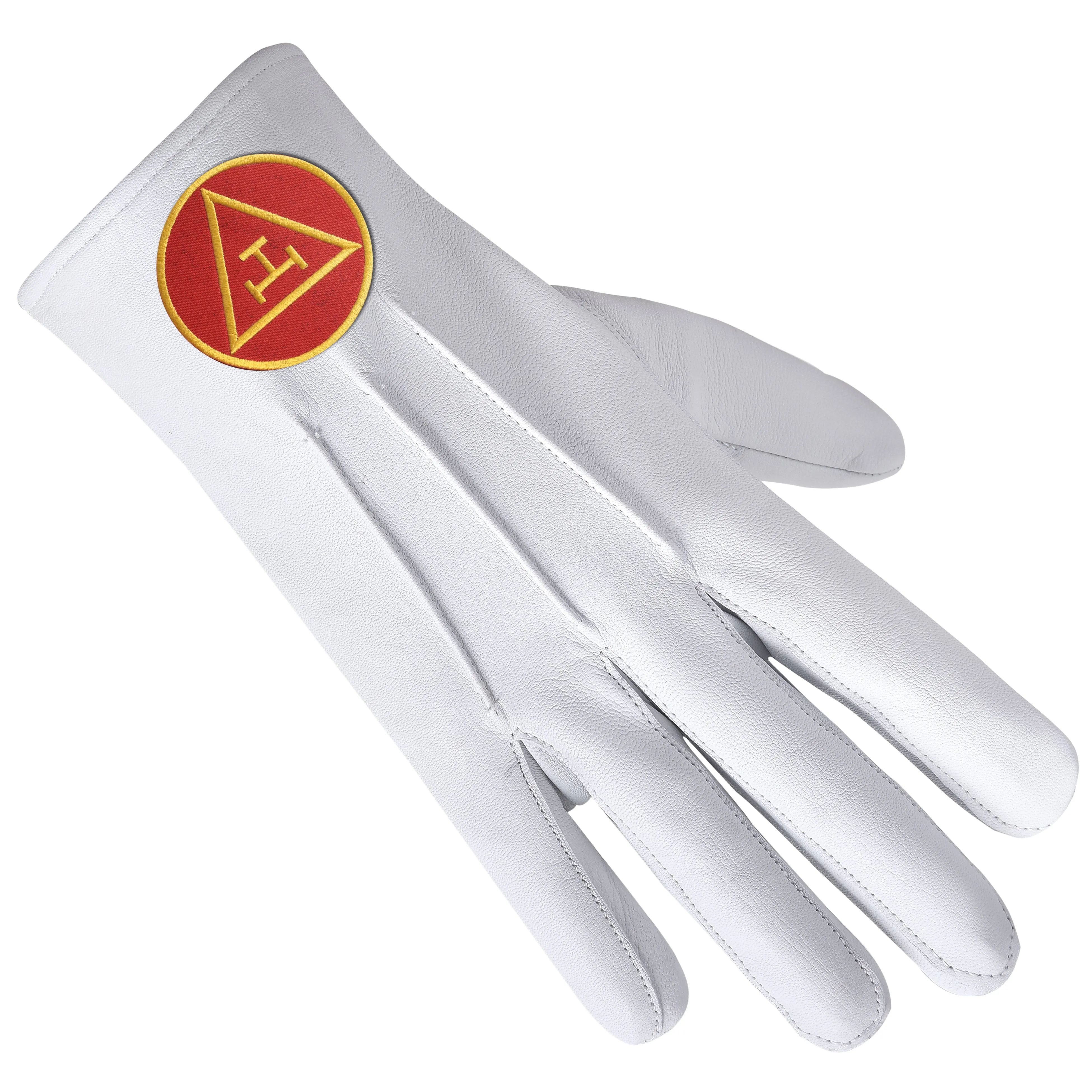 Royal Arch Chapter Gloves - Leather With Red Triple Tau Emblem