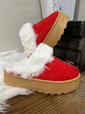 Santa’s Helper Faux Fur Platform Slippers